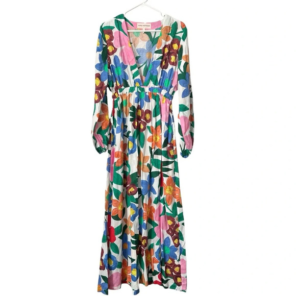 MARA HOFFMAN Luna Plunging Floral Sakura Bloom Maxi Dress Sz L - Picture 2 of 7